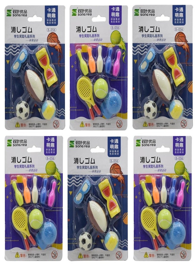 Asera Sports/Games Erasers for Birthday Return Gifts (Sports Erasers (Set of 6)) - Image 1